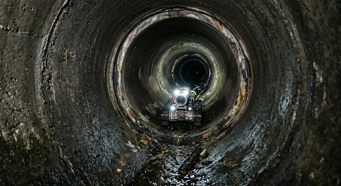 Robotic sewer camera inspecting pipe interior for Sewer Line Cleaning in Santa Fe